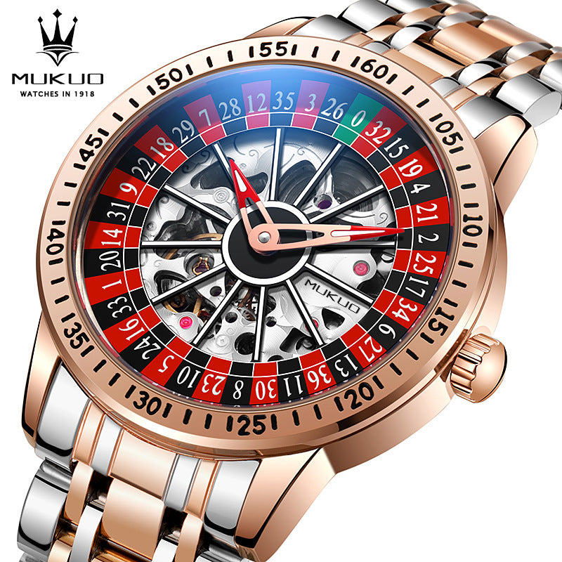genuine goods foreign trade explosions wooden broad gambling plate men's automatic mechanical watch waterproof luminous fashion wristwatch