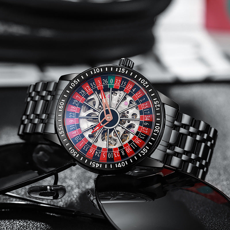 genuine goods foreign trade explosions wooden broad gambling plate men's automatic mechanical watch waterproof luminous fashion wristwatch