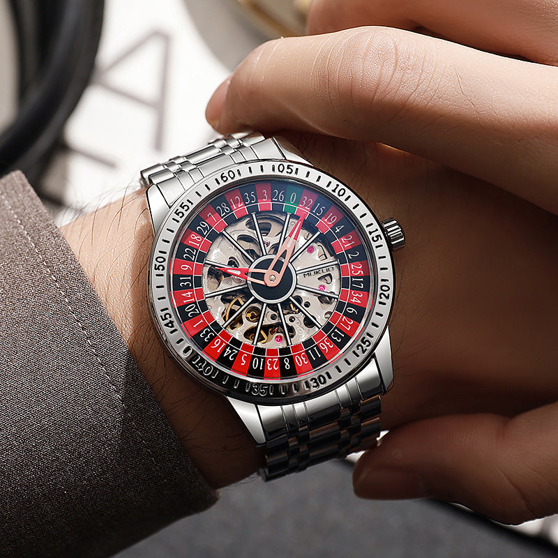 genuine goods foreign trade explosions wooden broad gambling plate men's automatic mechanical watch waterproof luminous fashion wristwatch
