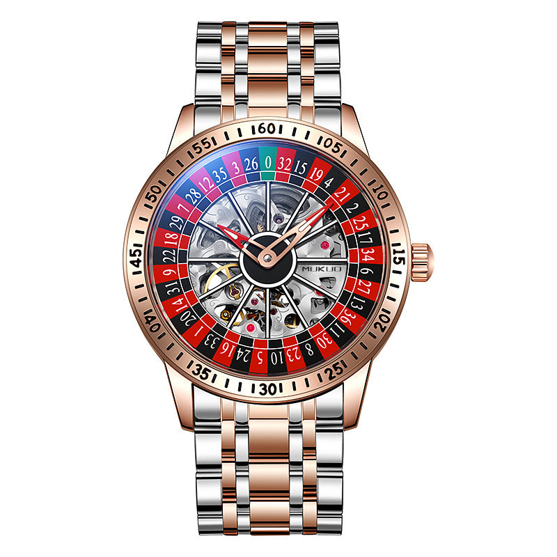 genuine goods foreign trade explosions wooden broad gambling plate men's automatic mechanical watch waterproof luminous fashion wristwatch