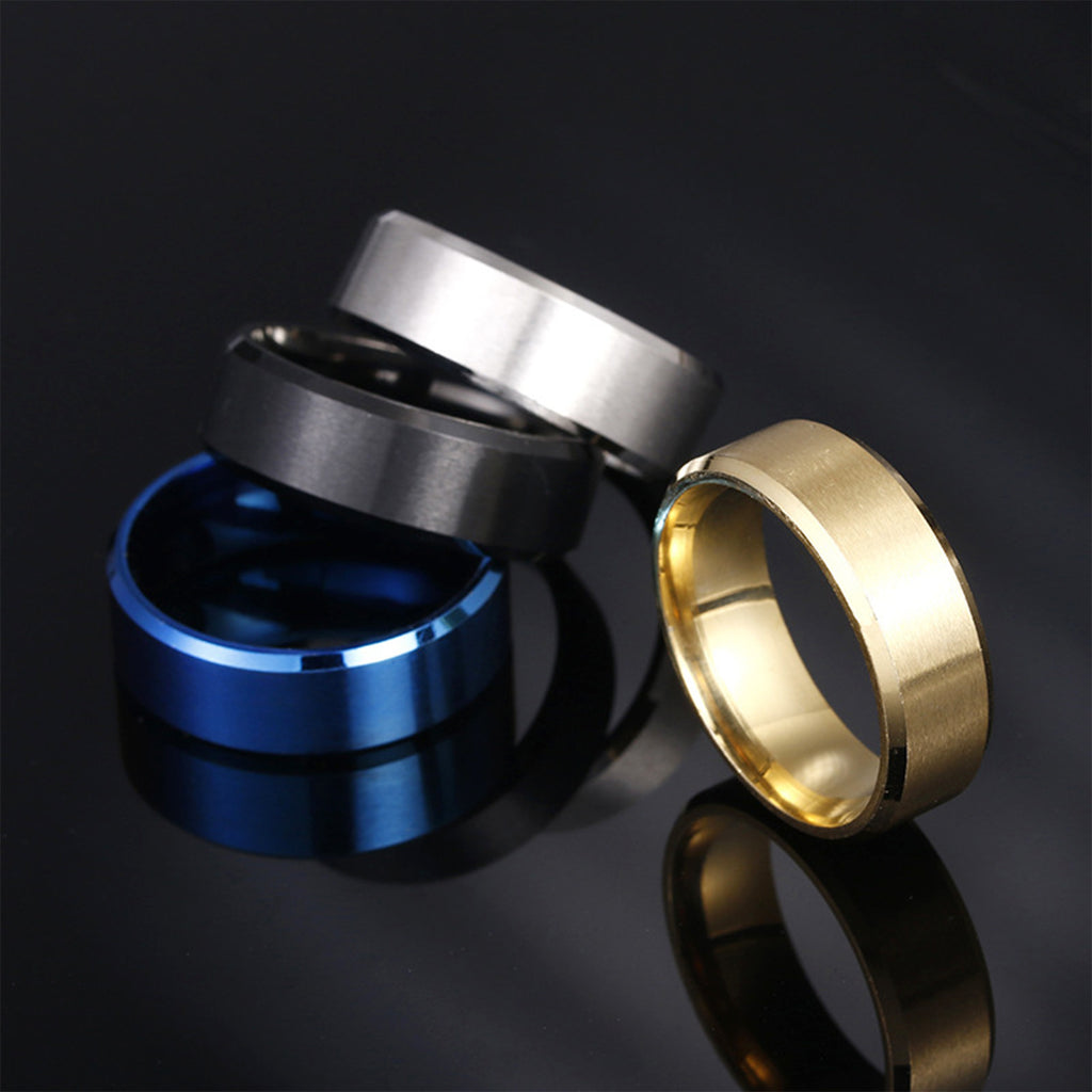 Cross-Border Hot Selling 8mm Matte Stainless Steel Men's Ring Yiwu Simple Fashion Jewelry Factory Jewelry Wholesale
