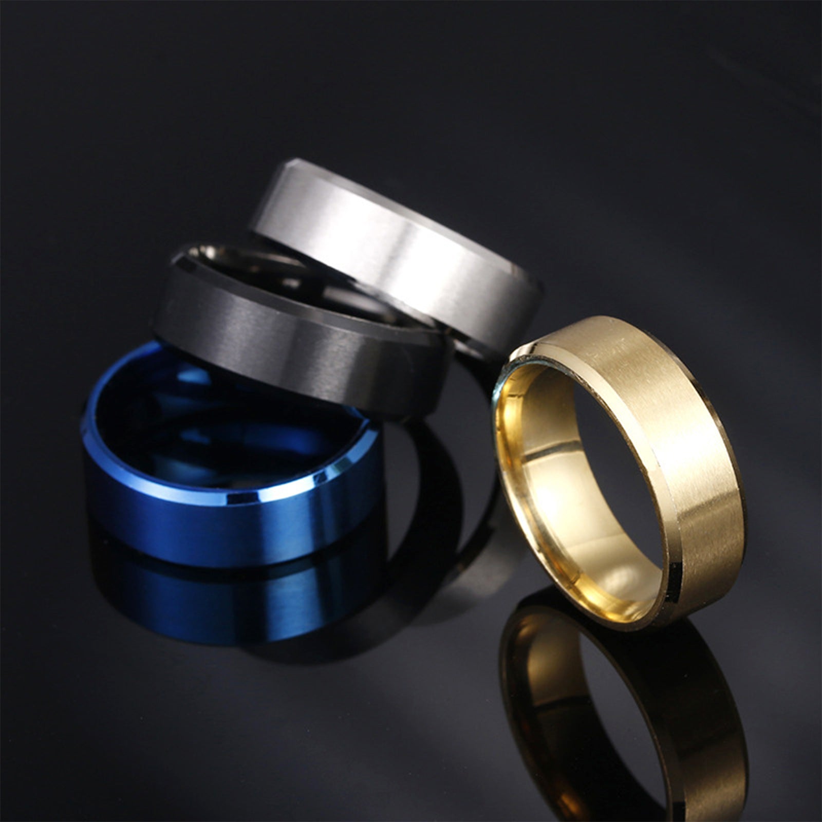 Cross-Border Hot Selling 8mm Matte Stainless Steel Men's Ring Yiwu Simple Fashion Jewelry Factory Jewelry Wholesale