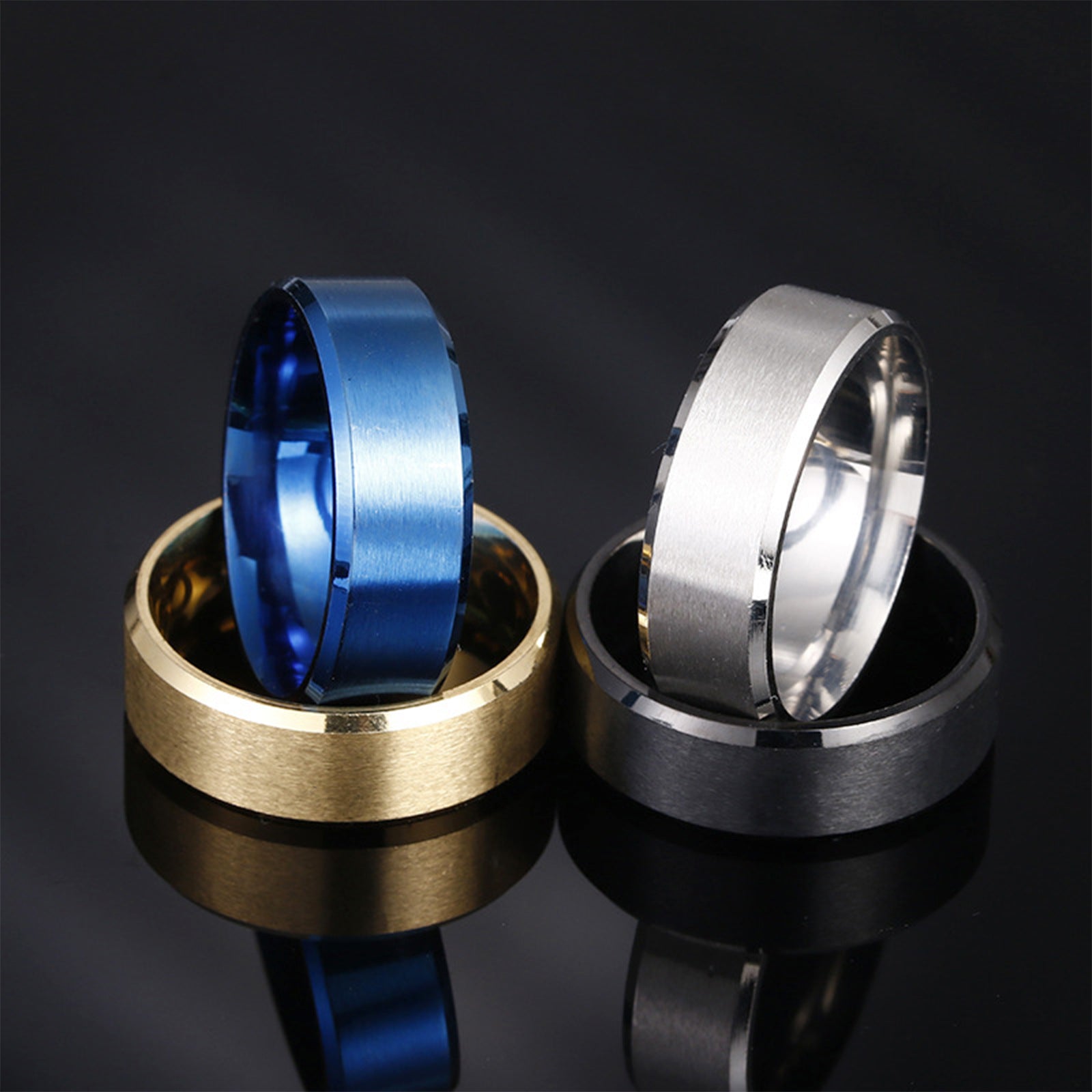 Cross-Border Hot Selling 8mm Matte Stainless Steel Men's Ring Yiwu Simple Fashion Jewelry Factory Jewelry Wholesale