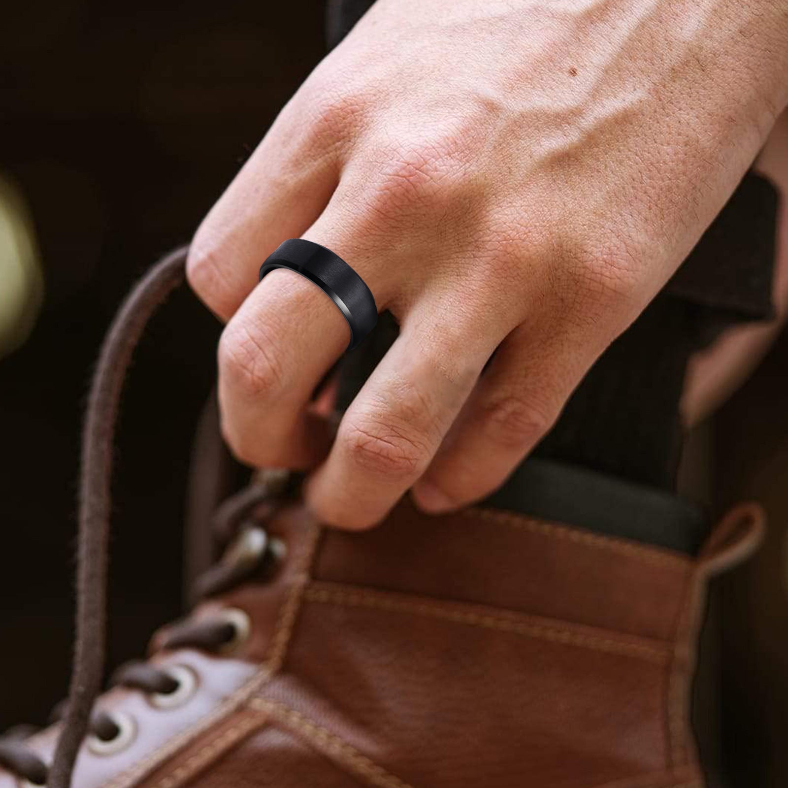 Cross-Border Hot Selling 8mm Matte Stainless Steel Men's Ring Yiwu Simple Fashion Jewelry Factory Jewelry Wholesale