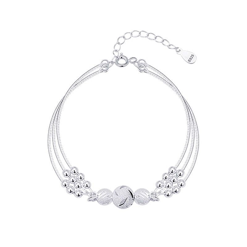 Sansheng III Bracelet Necklace Women's Round Beads All-match Simple Hand Fashion Trendy Carved New Jewelry Student Ins