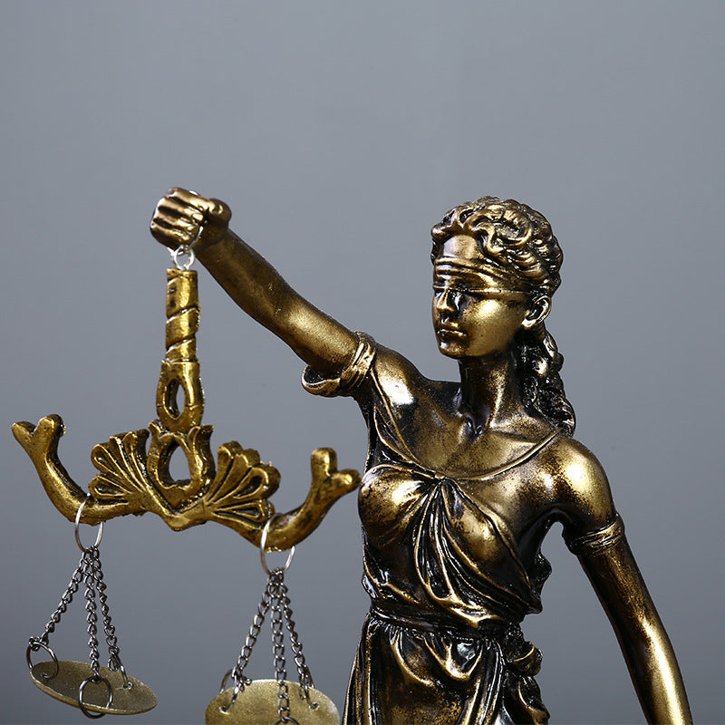 Antique Bronze Goddess Themis Sculpture Statue Lawyer Office Fairness Small Statue Justice Legal Balance Ornament