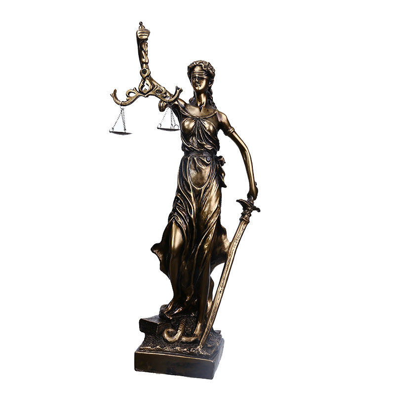Antique Bronze Goddess Themis Sculpture Statue Lawyer Office Fairness Small Statue Justice Legal Balance Ornament