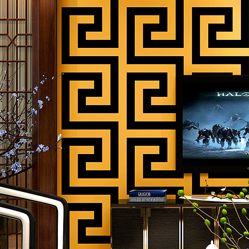 Chinoiserie Wallpaper Classical Chinoiserie Zen Living Room Modern Simple New Chinoiserie Black and White Pattern Silver Gray Wallpaper