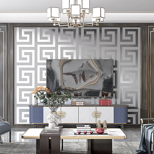 Chinoiserie Wallpaper Classical Chinoiserie Zen Living Room Modern Simple New Chinoiserie Black and White Pattern Silver Gray Wallpaper
