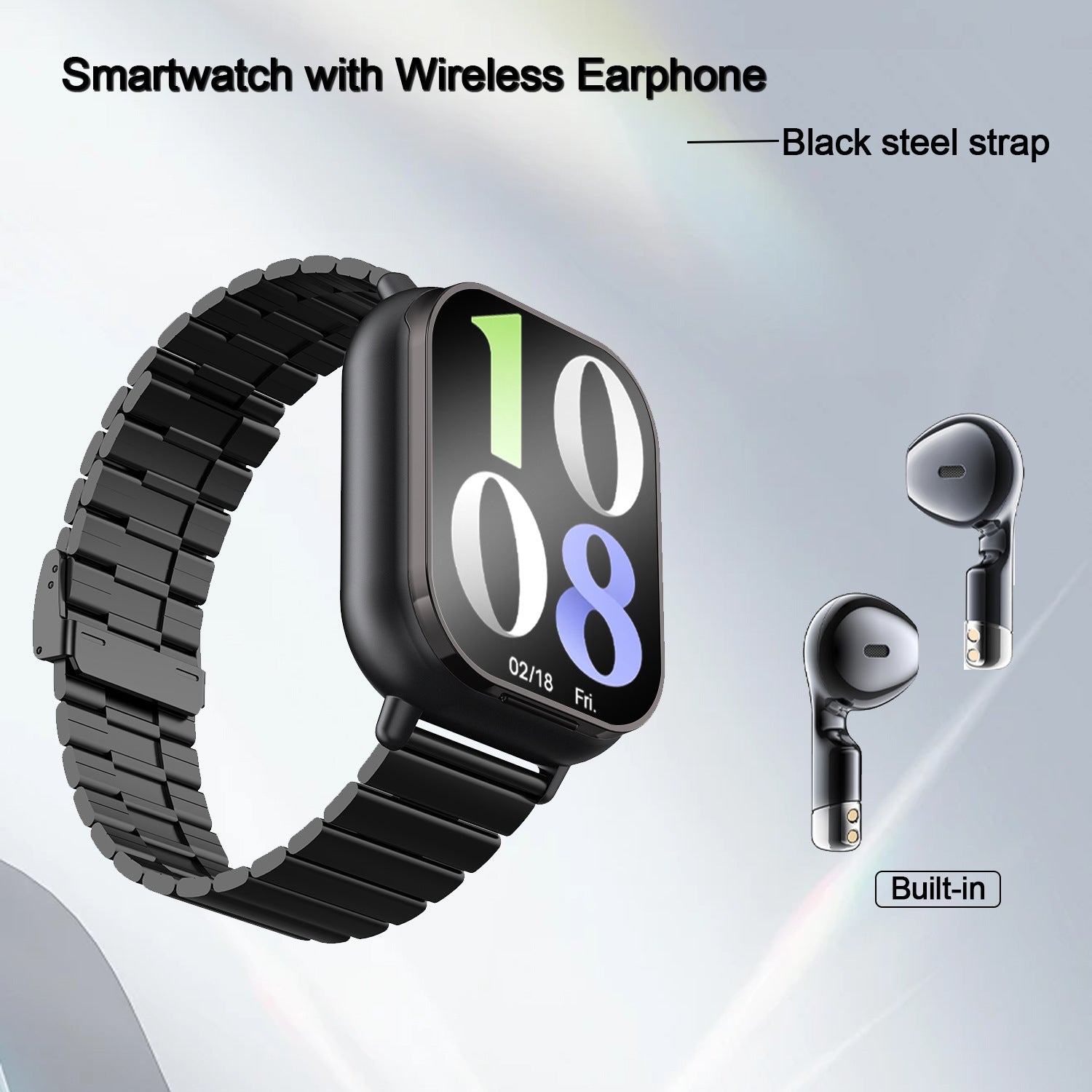 Temu Cross-Border Popular Sports Outdoor Smart Watch D8 Two-In-One Tws Bluetooth Call Heart Rate Exercise Sleep