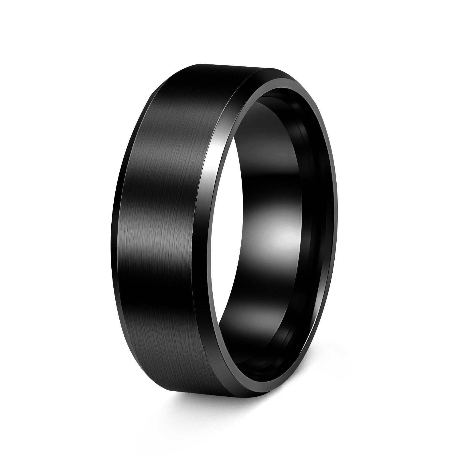 Cross-Border Hot Selling 8mm Matte Stainless Steel Men's Ring Yiwu Simple Fashion Jewelry Factory Jewelry Wholesale