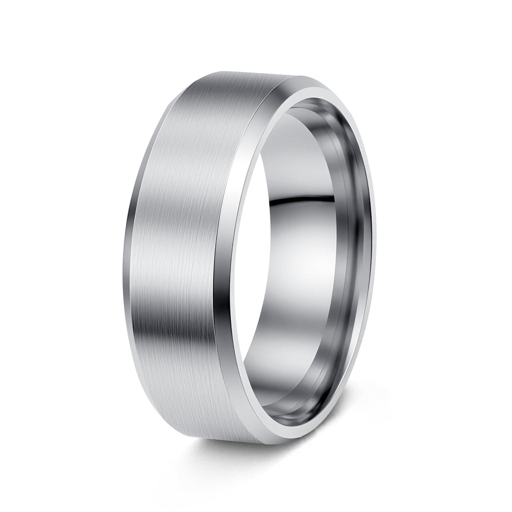 Cross-Border Hot Selling 8mm Matte Stainless Steel Men's Ring Yiwu Simple Fashion Jewelry Factory Jewelry Wholesale