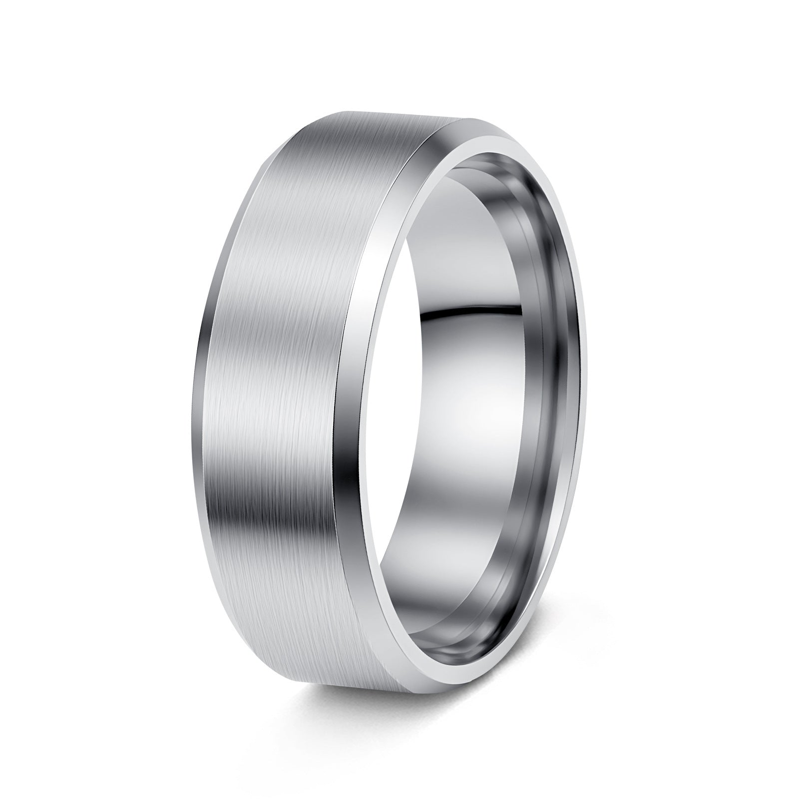 Cross-Border Hot Selling 8mm Matte Stainless Steel Men's Ring Yiwu Simple Fashion Jewelry Factory Jewelry Wholesale