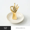 OK Hand Jewelry Plate Dressing Table Storage Plate Ceramic Crafts Ornaments Ring Tray Nordic Gold Plating Gift